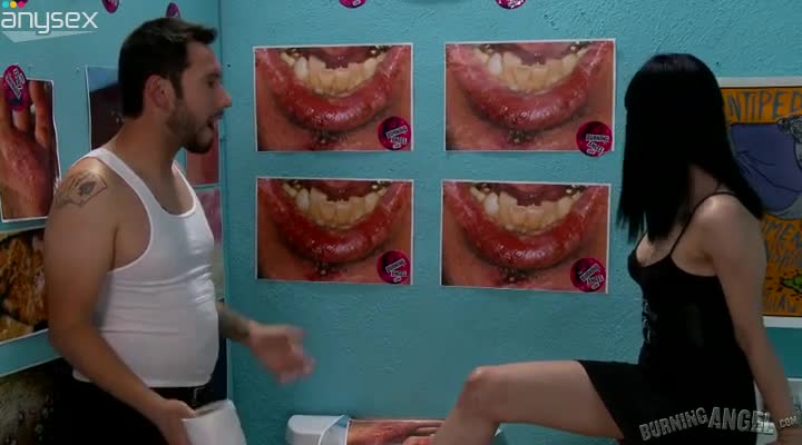 Wild buxom brunette slut greedily sucks tattooed dude's cock in toilet Free Porn Videos | ePornAny.