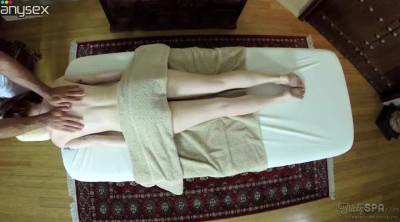 Horny strong masseur pleases kinky sexy brunette with erotic massage