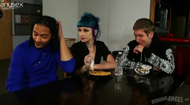 Blue haired filthy chick pleases two feverish dudes Free Porn Videos | ePornAny.