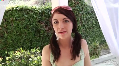 Awesome blowjob by this young brunette with nice ass