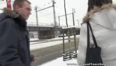 Short haired guy meets a dirty talking girl and promises her dirty fucking