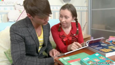 Kinky dude fucks the student girl in college table