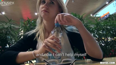 Lovely blonde teen is happy to get finger banged outdoors