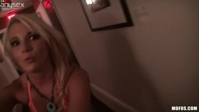 Provocative blonde girlfriend shows off her soaking pussy