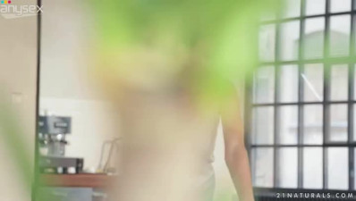 Tempting girl with cute fresh face is giving hot blowjob