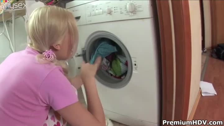 Too ardent blondie forgets about laundry and polished her anus with a dildo Free Porn Videos | ePornAny.