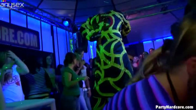 Trashy bitches are screwed in the club right on a dance floor