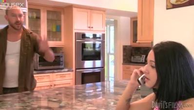 Fresh faced brunette teen gives mouth fuck to horny daddy