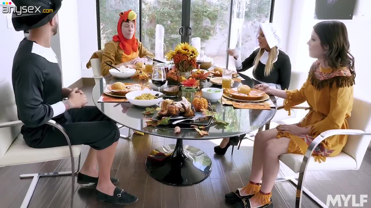 Kinky step siblings enjoy crazy group sex for Thanksgiving Day Free Porn Videos | ePornAny.