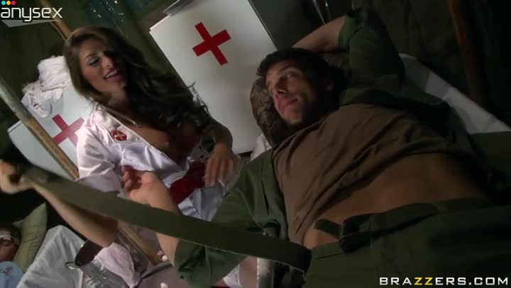 Horny sexy nurse Madelyn Marie blows the dick of the wounded soldier Free Porn Videos | ePornAny.
