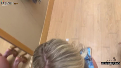 Sexy Busty Blonde MIFE Enjoys Hot Sex In the Fitting-room & Takes CIM