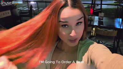 Dashing latina redhead with a perfect body shape has crazy sex in a restaurant's bathroom