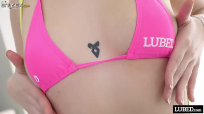 Slim Teen Brunette Sage King Excites the Guy With Her Sexy Lubed Body & Amazes Him With a Wild Ride
