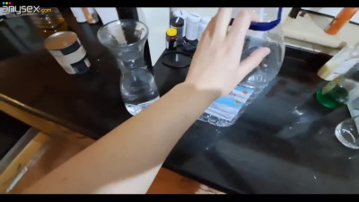 Curvy brunette Latina immigrant hides in a guys pantry and gets dicked