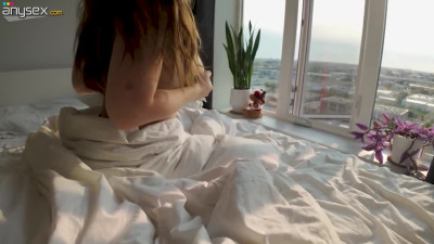 Huge-titted girlfriend teases her boyfriend while playing with her slit