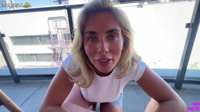 British model Bonnie Blue railed in doggy after blowjob