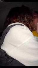 Curly girl blew him in the car and got a creampie in the backseat POV