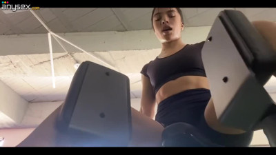 Fit Latina with perky tits and shapely butt always rubs her pussy in the changing room