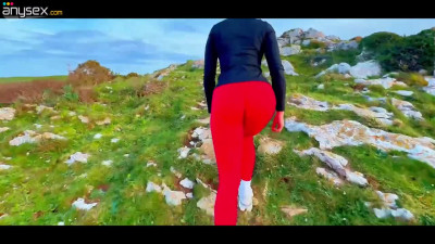 Big ass tourist gets fucked on the top of the hill POV