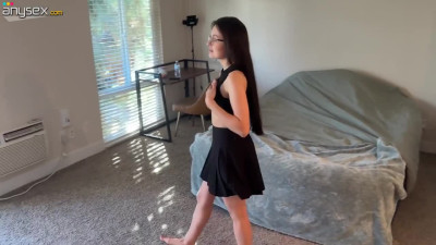 Skinny neighbor gets her pussy pumped and mouth filled