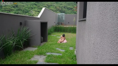 Tiny tits neighbor didn't mind him peeping and invited closer