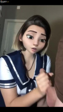 A hot hentai woman goes all in for a big cock inside her mouth