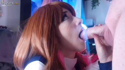 Sexy Fit PAWG Ochaco Uraraka (My Hero Academia) Pleases Her Partner With BJ, Footjob & Dick Riding