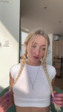 Sexy Slim Small-titted Blonde French Vlogger Eats Her BF's Cum After Hot PTM Rounds By the Window