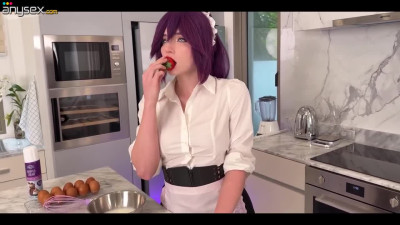 Sexy Busty Violet-haired Maid Lucy From the Project QT Game Wanna Treat You To Her Sweet Pussy