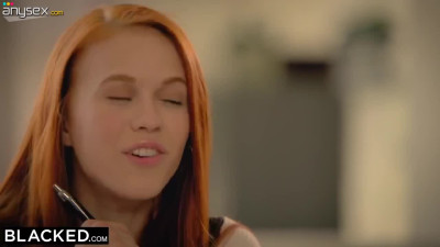 The red-haired chick had never seen such huge black cocks and wanted to taste it.
