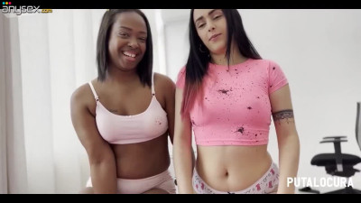 WIld interracial threesome with two sexy girls who take turns jumping on my cock