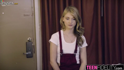 Young cutie with blonde hair and petite body gets nailed with enthusuasm by her stepbro