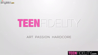 Blonde teen takes all the oral and vaginal pleasure on a couch
