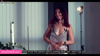 Hot Russian babe with natural tits talks to subscriber before hot foreplay
