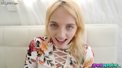 A slutty blonde finally gets her boyfriend to have sex with her