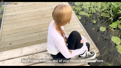 Skinny teen gets his dick on her 18th birthday POV