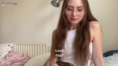 Hot nerdy girl is offered a big sum of cash to fuck with a stranger