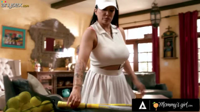 Slim Tiny Asian Kimmy Kimm Wanna Enjoy Lesbian Sex With Her Busty Stepmom Instead Of Playing Tennis
