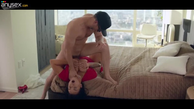 Busty girl with big beautiful tits enjoys her time getting pounded on the bed in a luxury apartment