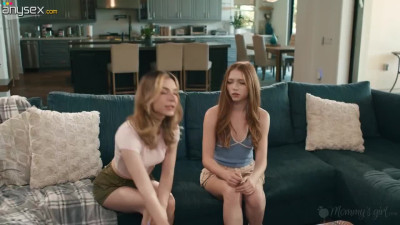Two petite lesbian girls and a milf team up for a wild threesome with lots of pussy licking