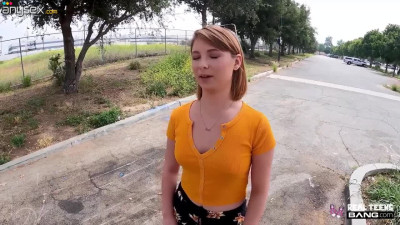 Adorable girl shows off her ass in public and gets fucked in private