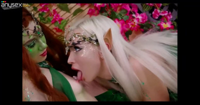 Charming Slim Elf-girls Feed On the Cream From Each Others' Pink Pussies During Their Lesbian Games