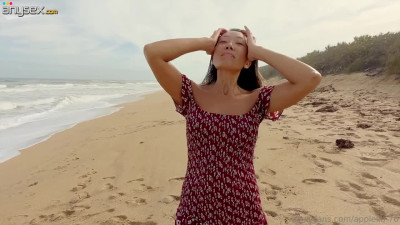 Sexy Asian MILF Pounded Raw on Nude Beach in Sundress Creampie