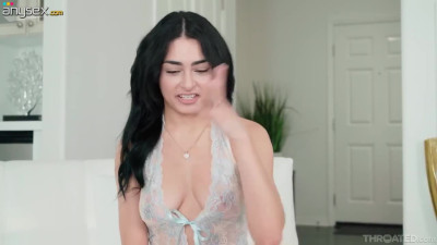 Charming brunette gets her slutty mouth filled with BWC deepthroat