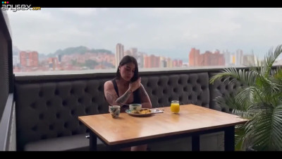 Having some nice time with a Latina girlfriend after a restaurant.