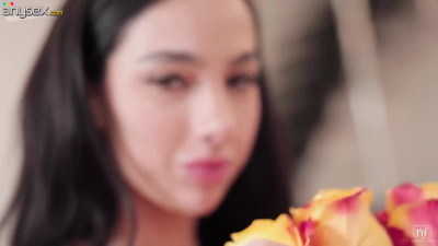 Slim brunet babe Kama Oxi rides Charlie Dean's big cock