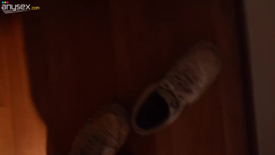 I went to the bathroom and saw my stepsis naked. I start jerking off and she decides to help and offers quick sex