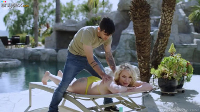 Stepson is going to give her a back rub before getting NASTY