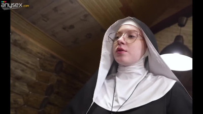 Slutty nun in uniform and stockings wants some anal fuck by a priest