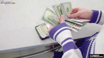 Tess Thompson gets oiled up for a blowjob with her friend Brad